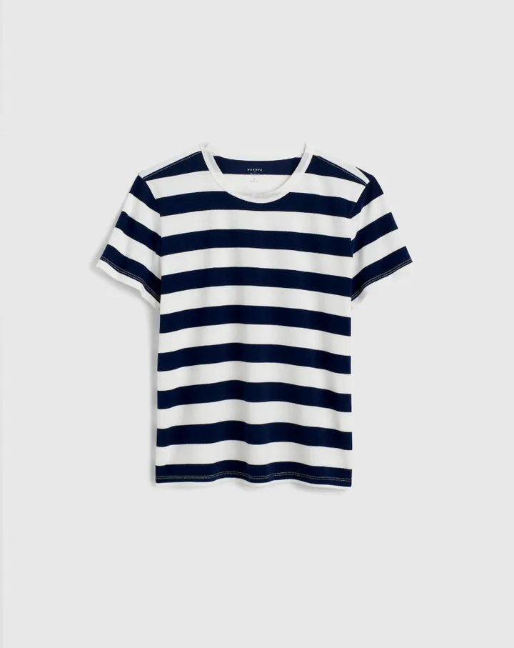 Camiseta listrada navy, Dakota Fanning x Madewell.